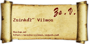 Zsinkó Vilmos névjegykártya